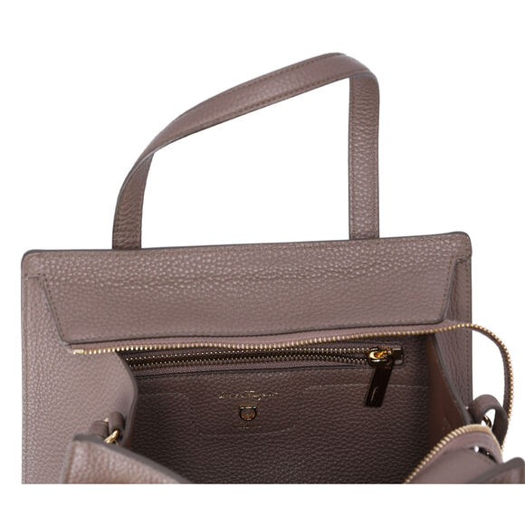 Salvatore Ferragamo Amy Handbag Gray Beige Leather Small Crossbody - Picture 7 of 8